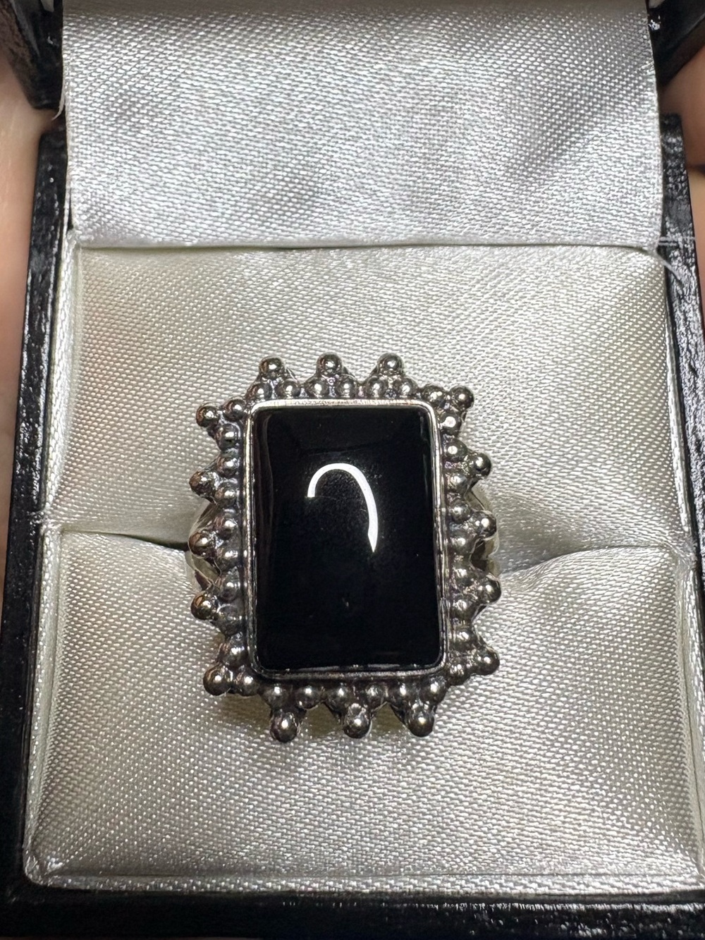 Ring Black Onyx 915 Sterling Silver Rectangle Statement Ring